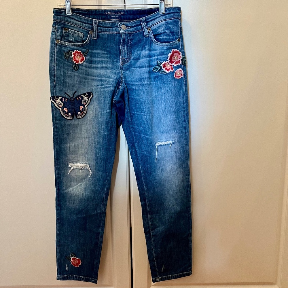 Cambio Jeans with floral appliqués